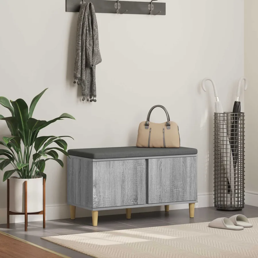 Banc d'entrée avec coussin Gris Sonoma 80 x 38 x 46 cm