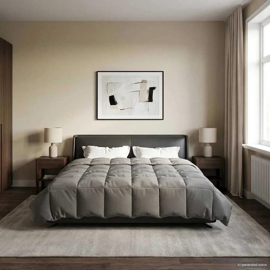 Duvet complet toute l'année Gris clair 200 x 200 cm Microfibre
