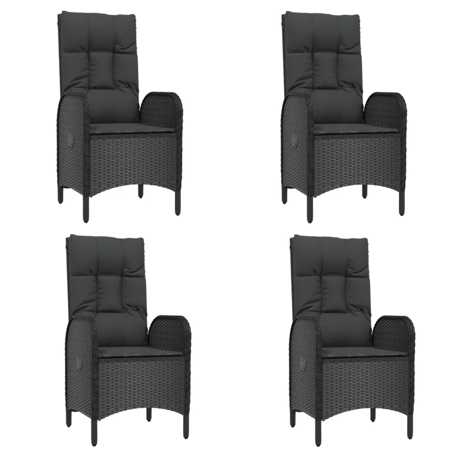 Ensemble à manger de jardin coussins 7pcs Noir Résine tressée - 4