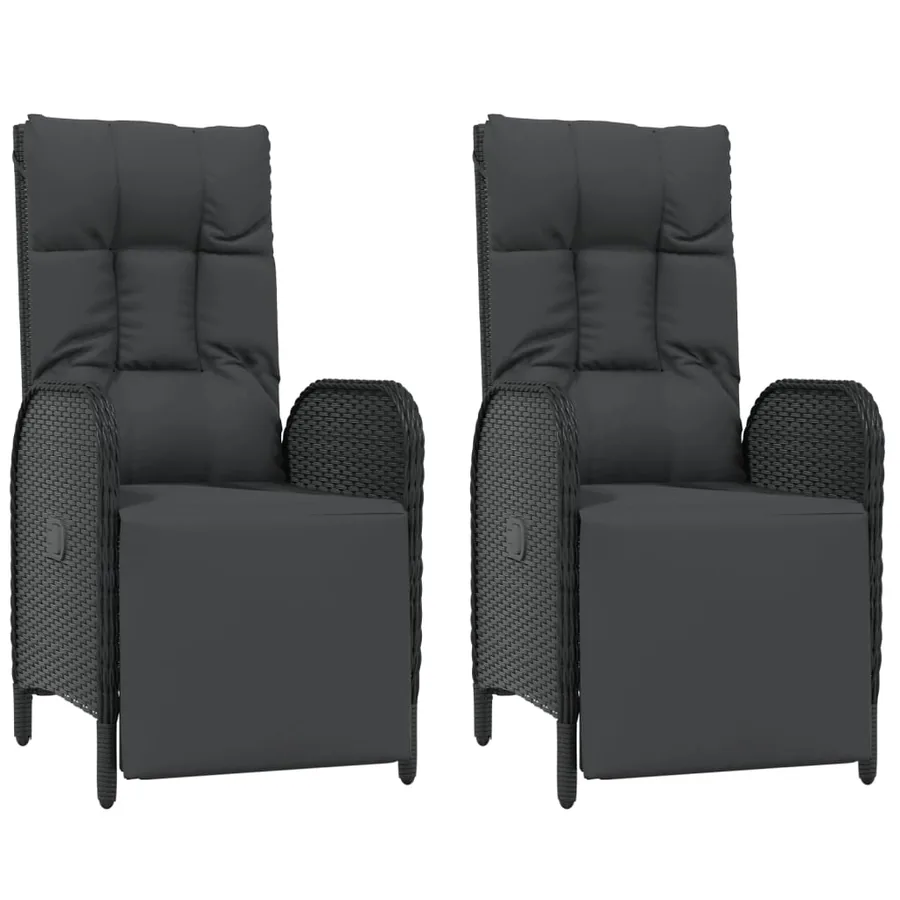 Ensemble à manger de jardin coussins 7pcs Noir Résine tressée - 5