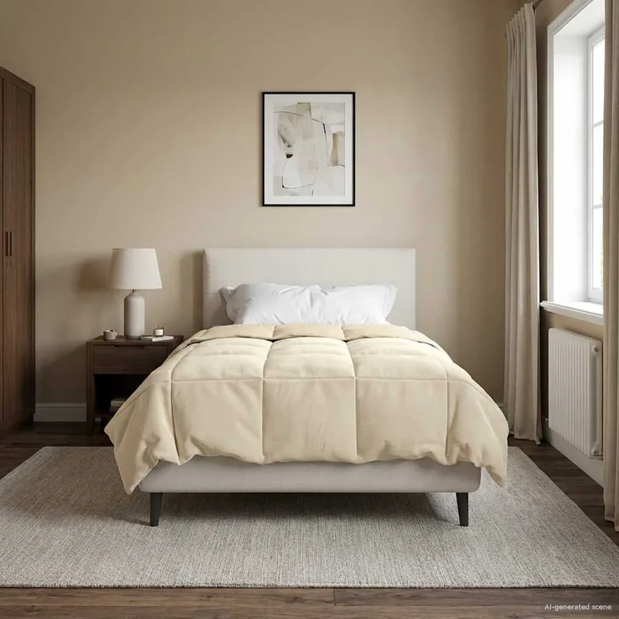Duvet d'été simple Matelassé Crème 135 x 200 cm Microfibre