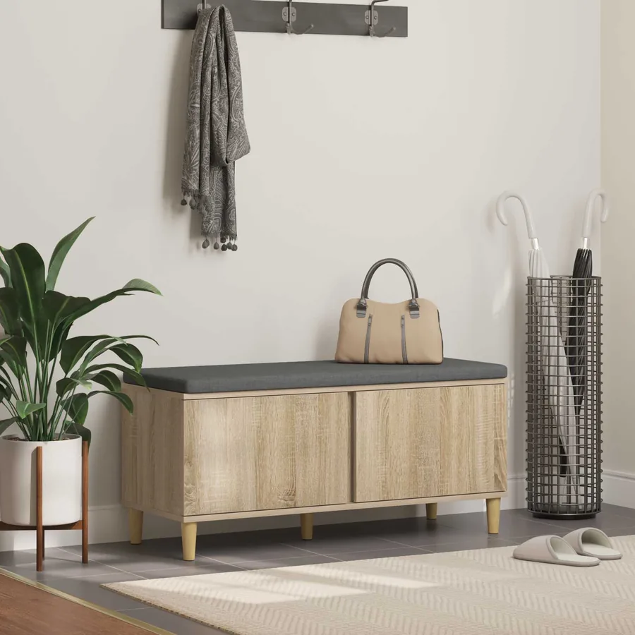 Banc d'entrée avec coussin Chêne Sonoma 100 x 38 x 46 cm