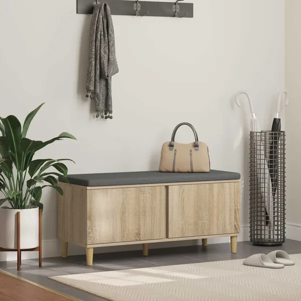 Banc d'entrée avec coussin Chêne Sonoma 100 x 38 x 46 cm