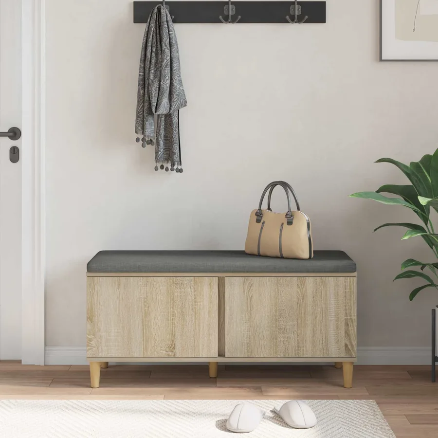 Banc d'entrée avec coussin Chêne Sonoma 100 x 38 x 46 cm - 4