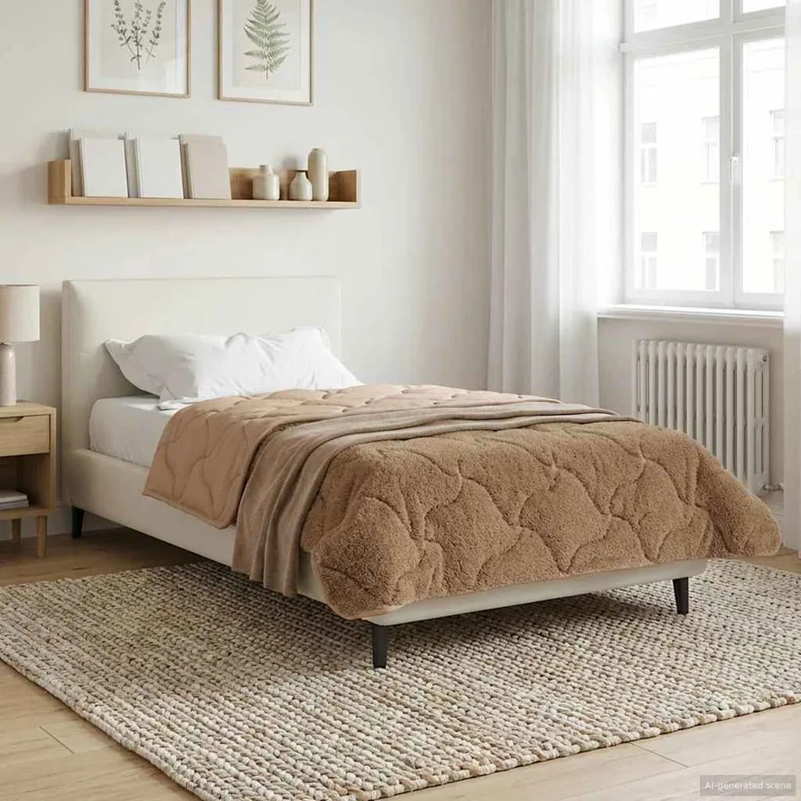 Duvet d'hiver Taupe 155 x 220 cm Microfibre et polaire Teddy
