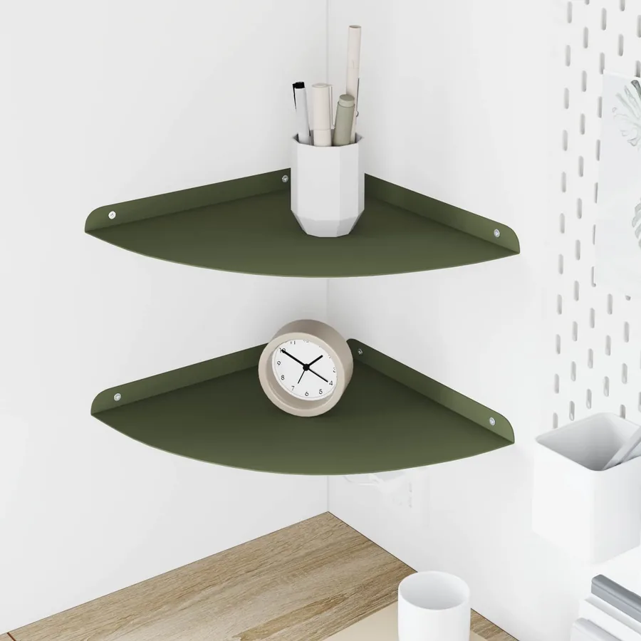 Étagère flottante avec étagère 2 pcs Vert olive 30 x 30 x 2 cm