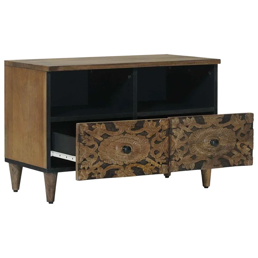 Meuble TV Marron 70 x 33,5 x 46 cm Bois de mangue massif - 2