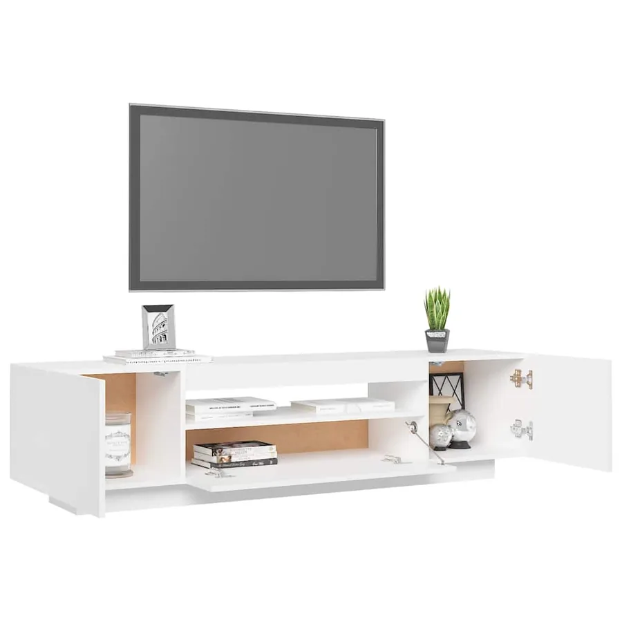 TV Cabinet with LED Lights White 160x35x40 cm - 7