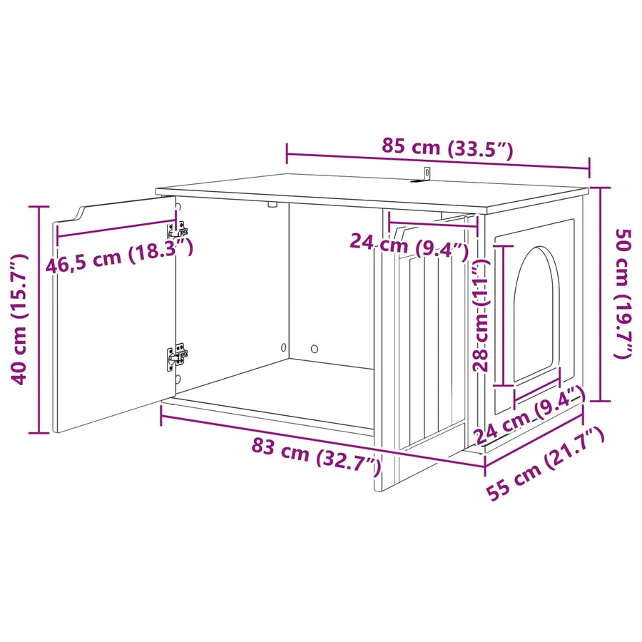 Maison pour chat Gris Sonoma 85 x 55 x 50,5 cm - 13