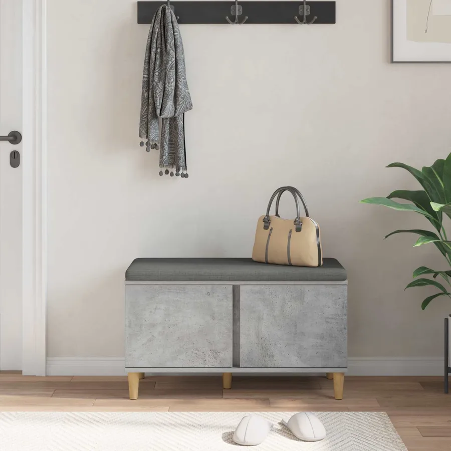 Banc d'entrée avec coussin Gris Béton 80 x 38 x 46 cm - 4