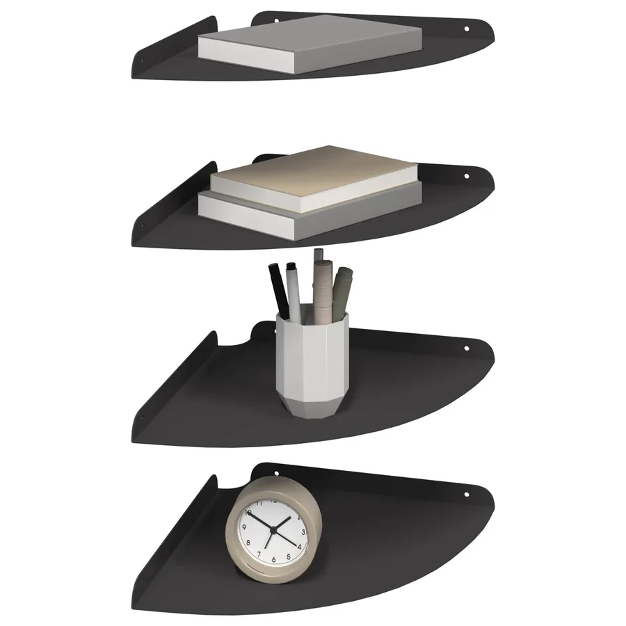 Étagère flottante avec étagère 4 pcs Noir 30 x 30 x 2 cm - 3