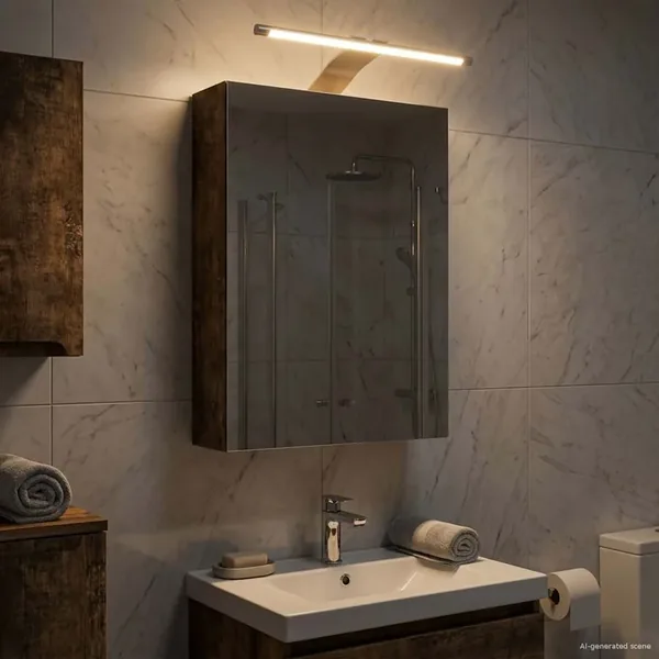 Armoire Miroir de Salle de Bain Chêne fumé 30 x 10,5 x 50 cm