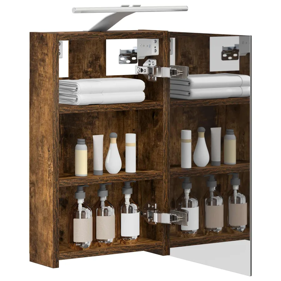 Armoire Miroir de Salle de Bain Chêne fumé 30 x 10,5 x 50 cm - 3