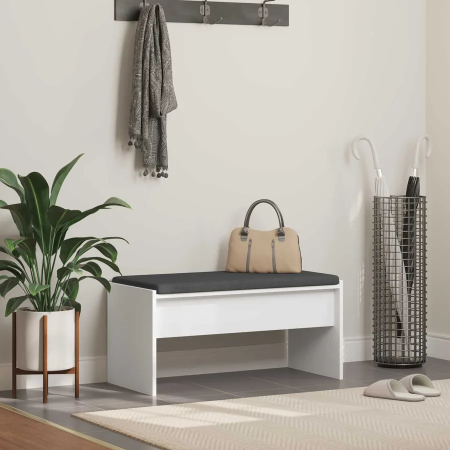 Banc d'entrée avec coussin Blanc 80 x 38 x 46 cm