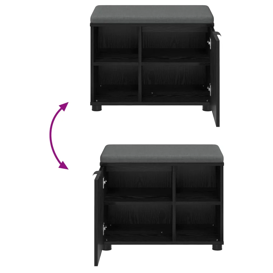 Banc d'entrée avec coussin Chêne Noir 60 x 38 x 46 cm - 10