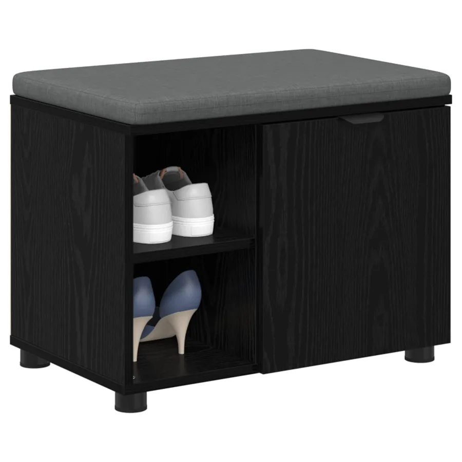 Banc d'entrée avec coussin Chêne Noir 60 x 38 x 46 cm - 3