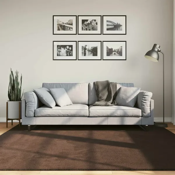 Tapis doux à poils moyens et lavable HUARTE Marron 200 x 200 cm