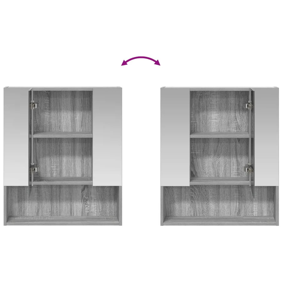 Armoire Miroir de Salle de Bain Gris Sonoma 60 x 14.5 x 70 cm - 10