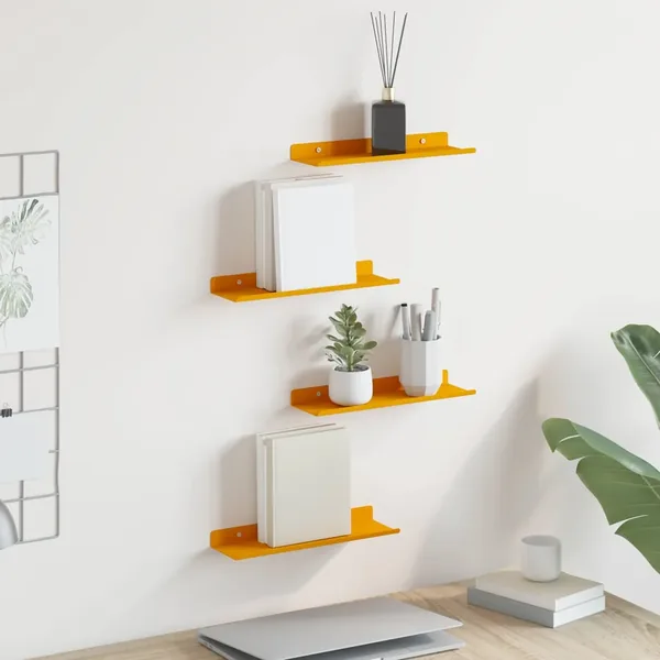 Étagère flottante 4 pcs Jaune moutarde 30 x 9 x 2,5 cm Acier