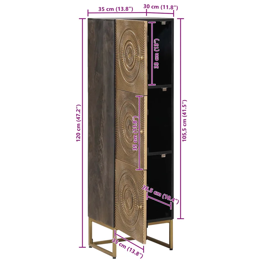 Haut Armoire Laiton 35 x 30 x 120 cm - 11