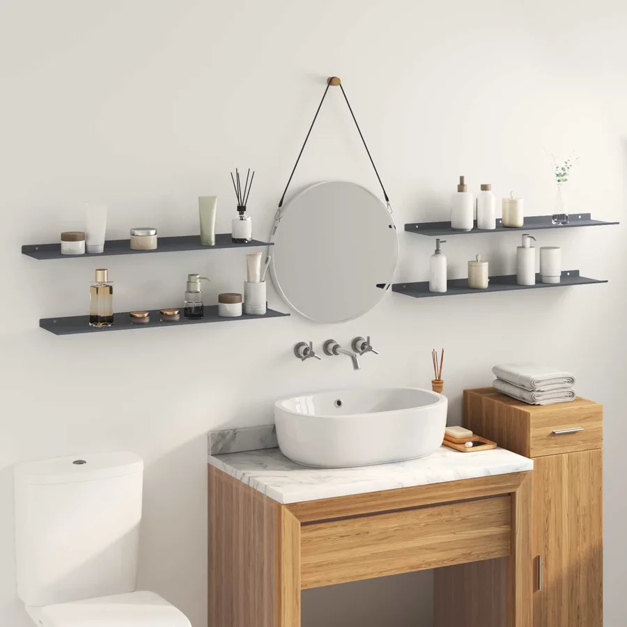 Étagère flottante 4 pcs Anthracite 80 x 18 x 2,5 cm Acier - 4