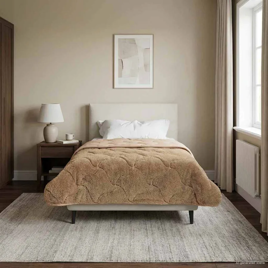 Duvet d'hiver Taupe 135 x 220 cm Microfibre et polaire Teddy