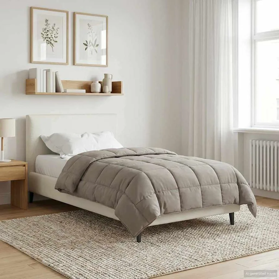 Duvet d'hiver Taupe 135 x 220 cm Microfibre et polaire Teddy - 4