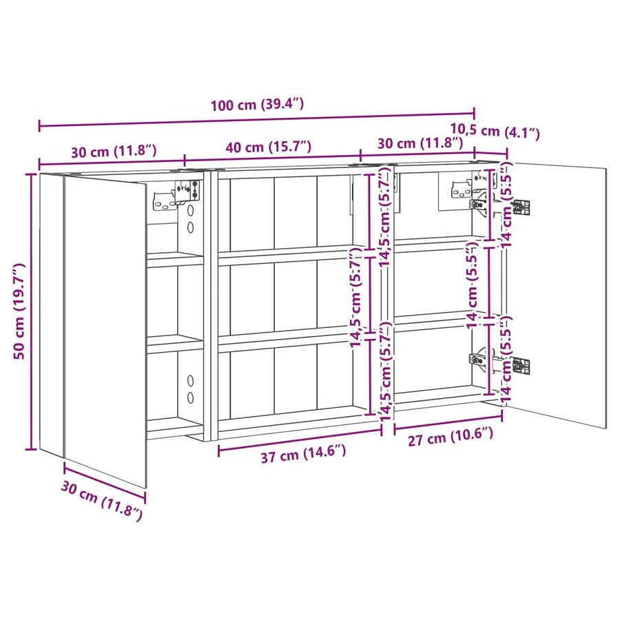 Ensemble de Meubles de Salle de Bain 3 pcs 100 x 10,5 x 50 cm - 12
