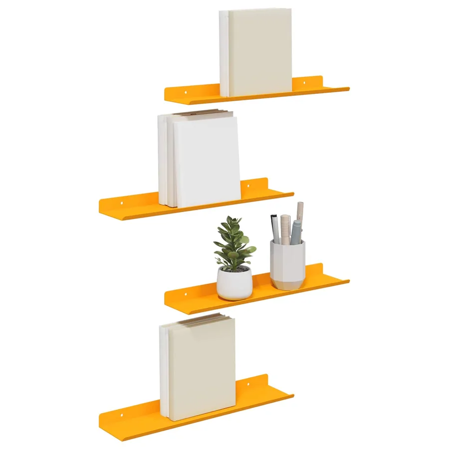 Étagère flottante 4 pcs Jaune moutarde 40 x 8,5 x 2,5 cm Acier - 3
