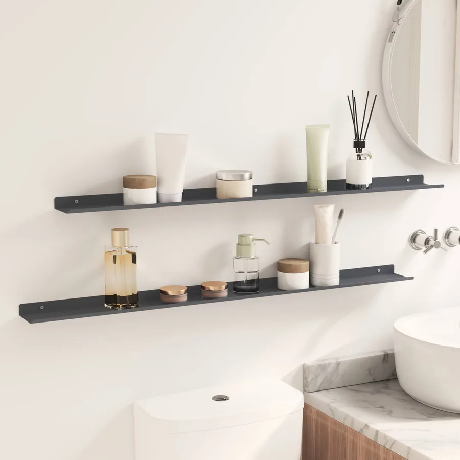 Étagère flottante 2 pcs Anthracite 100 x 9 x 2,5 cm Acier - 4