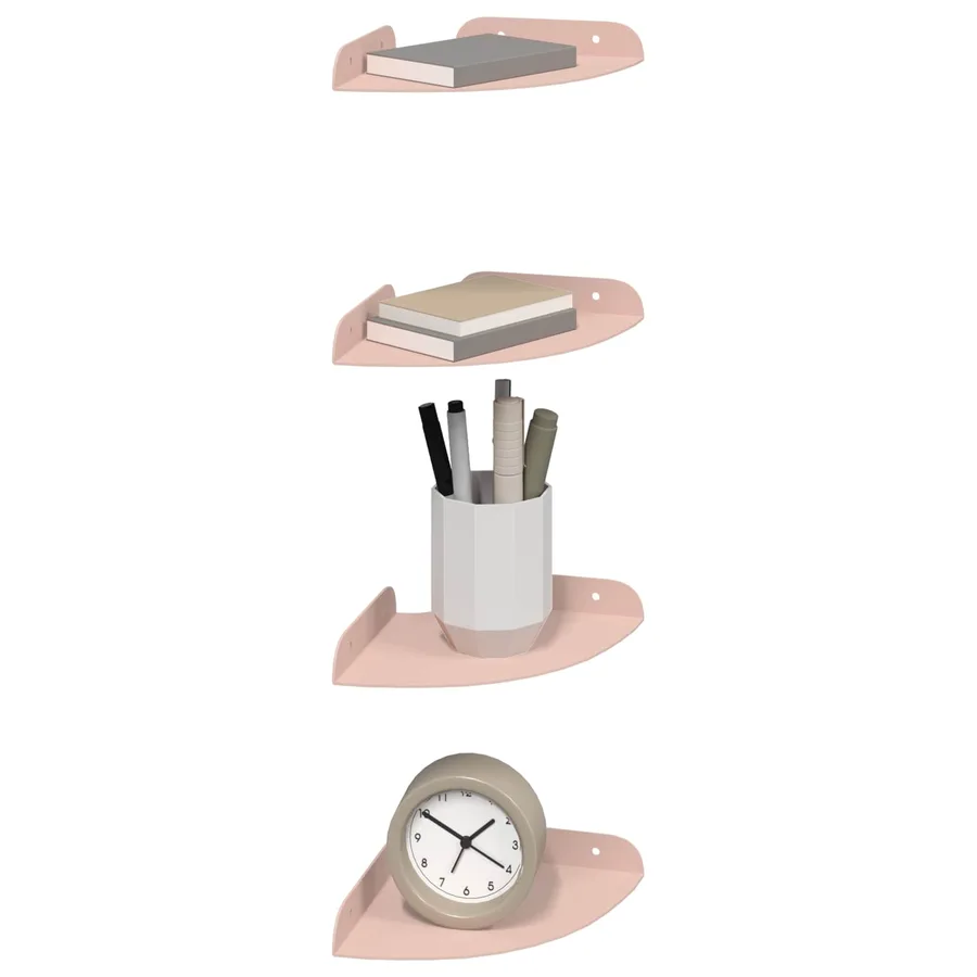 Étagère flottante avec étagère 4 pcs Rose 15 x 15 x 2 cm - 3