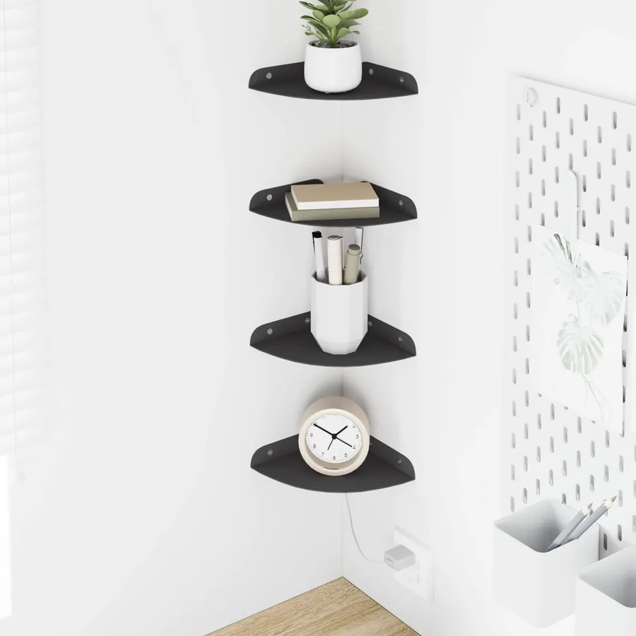 Étagère flottante avec étagère 4 pcs Noir 15 x 15 x 2 cm