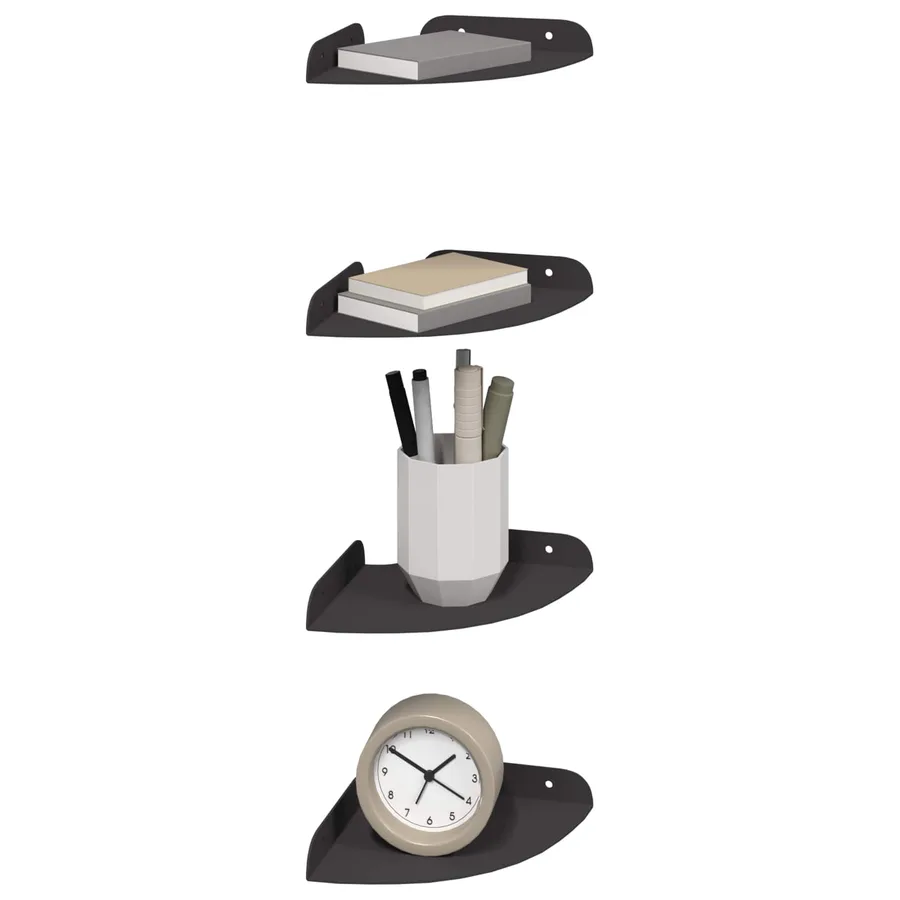 Étagère flottante avec étagère 4 pcs Noir 15 x 15 x 2 cm - 3
