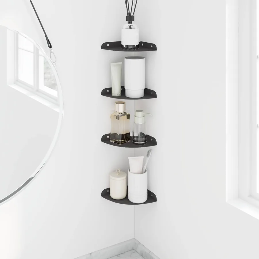 Étagère flottante avec étagère 4 pcs Noir 15 x 15 x 2 cm - 4