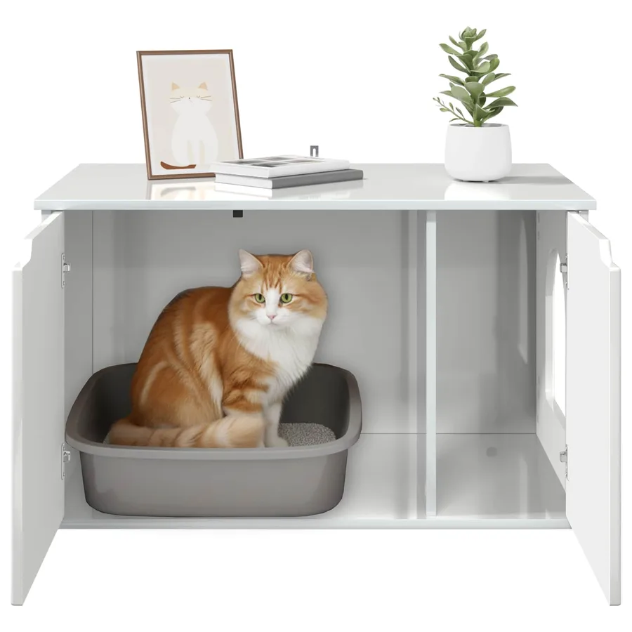Maison pour chat Blanc Brillant 85 x 55 x 50,5 cm - 11
