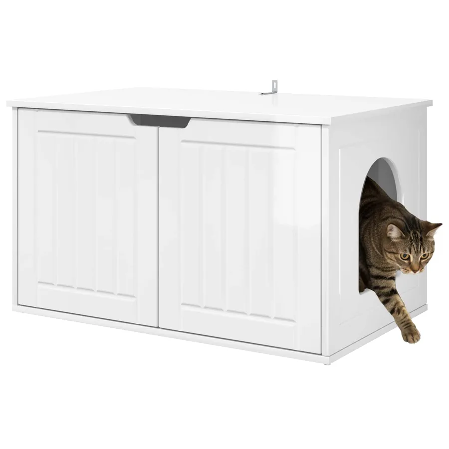 Maison pour chat Blanc Brillant 85 x 55 x 50,5 cm - 3