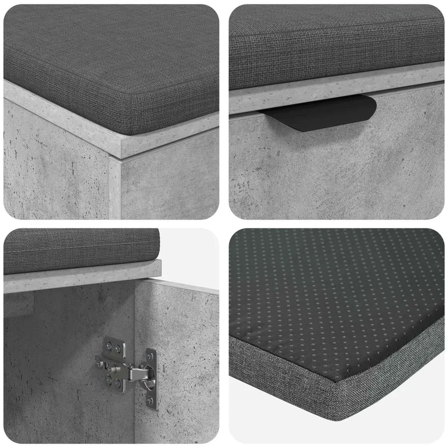 Banc d'entrée avec coussin Gris Béton 80 x 38 x 46 cm - 9