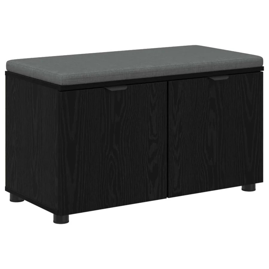 Banc d'entrée avec coussin Chêne Noir 80 x 38 x 46 cm - 2