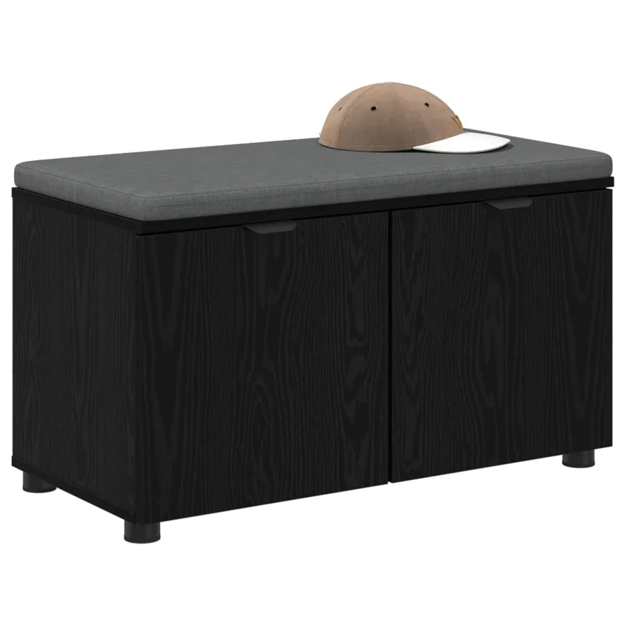 Banc d'entrée avec coussin Chêne Noir 80 x 38 x 46 cm - 3
