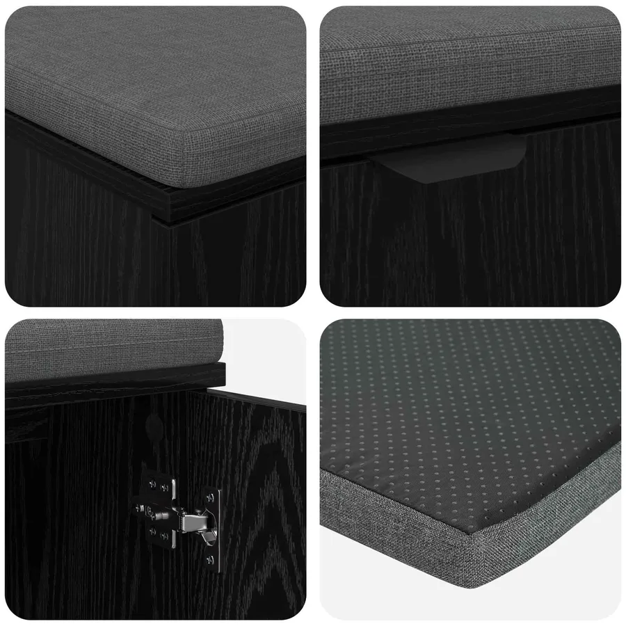 Banc d'entrée avec coussin Chêne Noir 80 x 38 x 46 cm - 9
