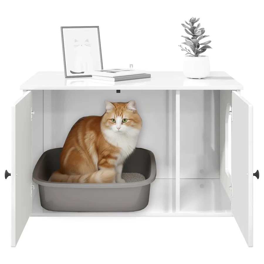 Maison pour chat Blanc Brillant 85 x 55 x 50 cm - 11
