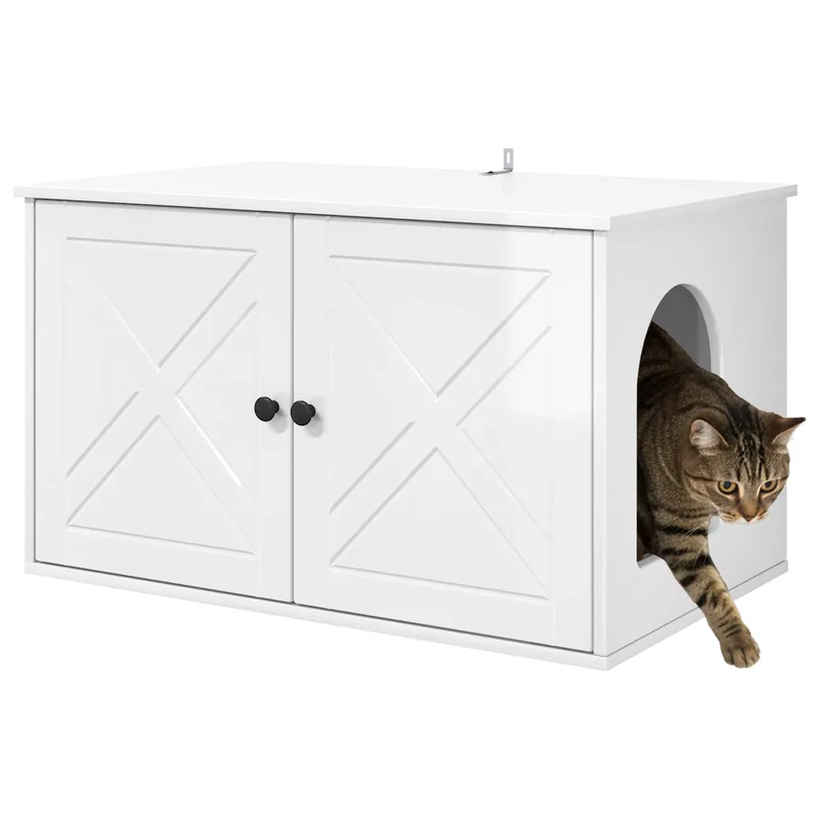 Maison pour chat Blanc Brillant 85 x 55 x 50 cm - 3