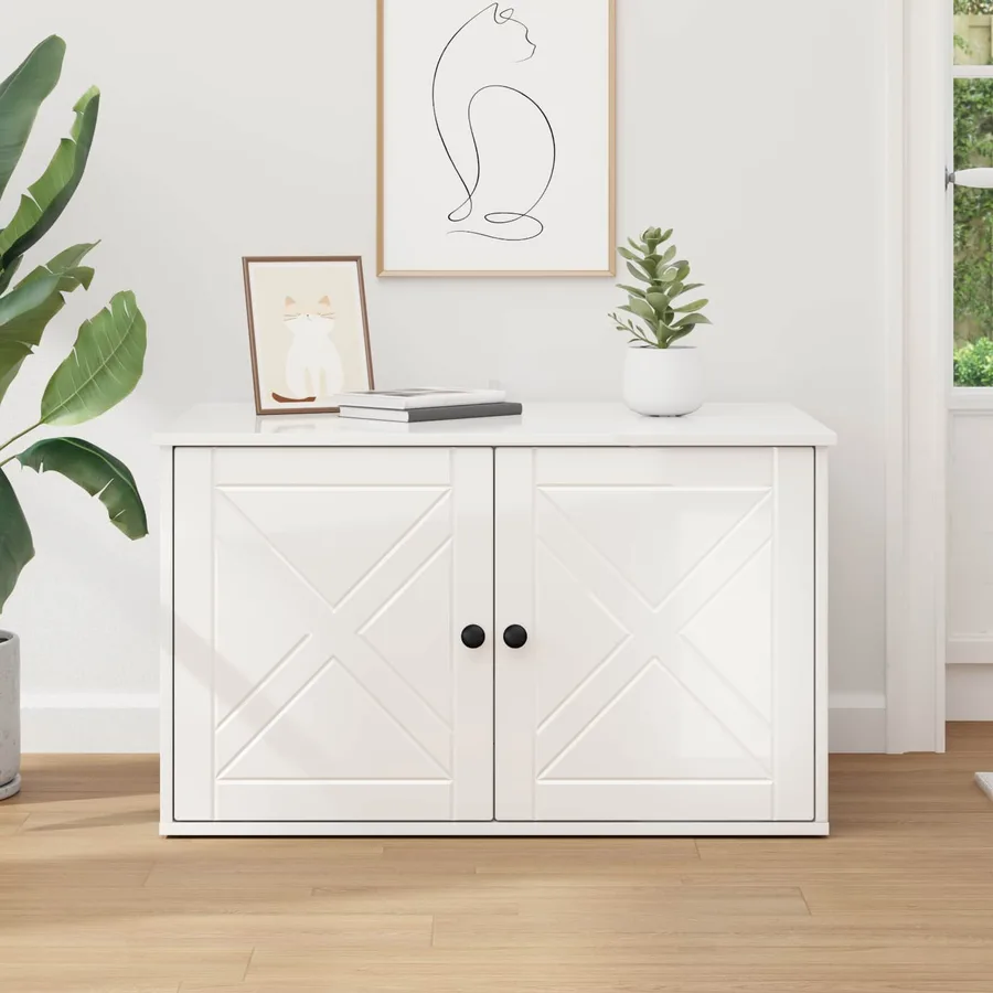 Maison pour chat Blanc Brillant 85 x 55 x 50 cm - 4
