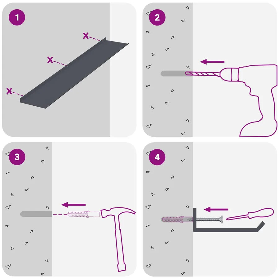 Étagère flottante 4 pcs Anthracite 100 x 18 x 2,5 cm Acier - 10