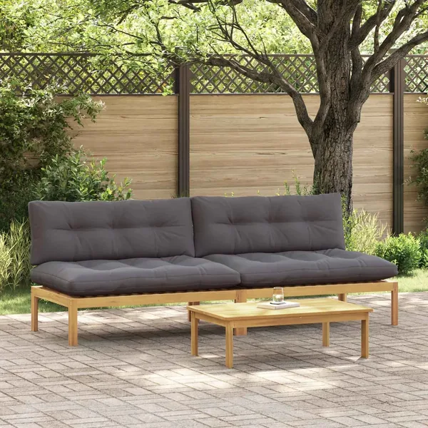Unité de canapé du milieu Acacia Clair et Gris Foncé