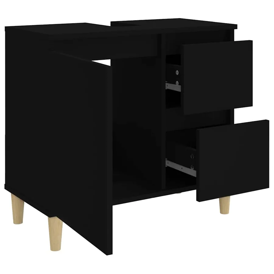Armoire de salle de bain noir 65x33x60 cm bois d'ingénierie - 6