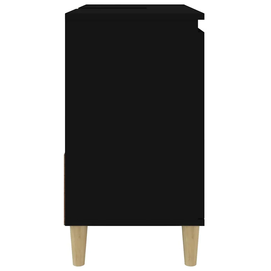 Armoire de salle de bain noir 65x33x60 cm bois d'ingénierie - 8