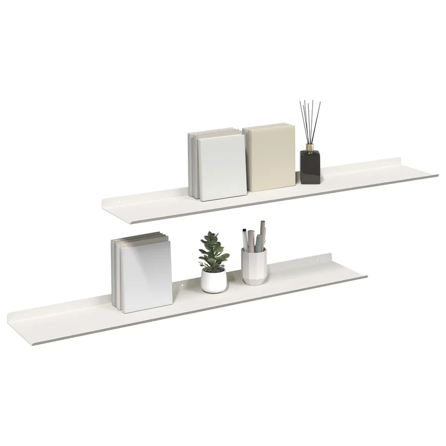 Étagère flottante 2 pcs Blanc 100 x 18 x 2,5 cm Acier - 3