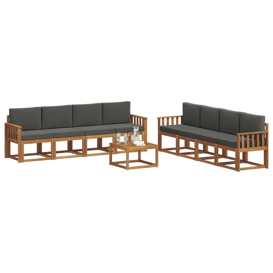 Ensemble de canapés d'extérieur 9 pcs Naturel et Anthracite - 3