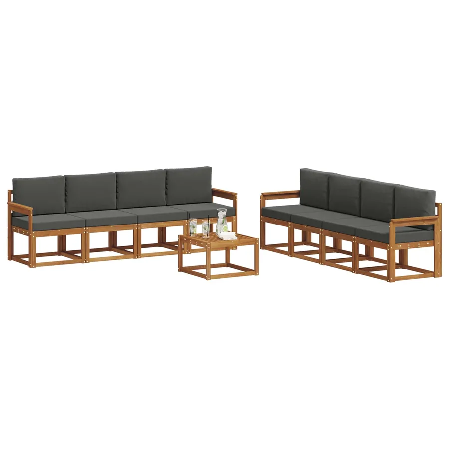 Ensemble de canapés d'extérieur 9 pcs Naturel et Anthracite - 3
